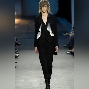 Ann Demeulemeester Black Pants Ovate Nuit Atelier with Frayed Hem Capri Goth